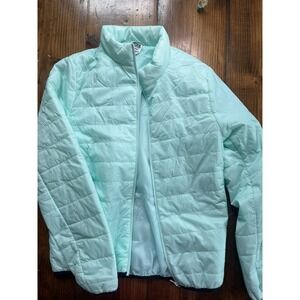 PINK Victoria's Secret Mint Green Quilted Puffer Jacket Full Zip Mock